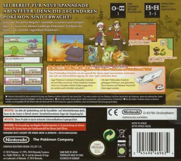 Pokemon - Goldene Edition HeartGold (Germany) box cover back